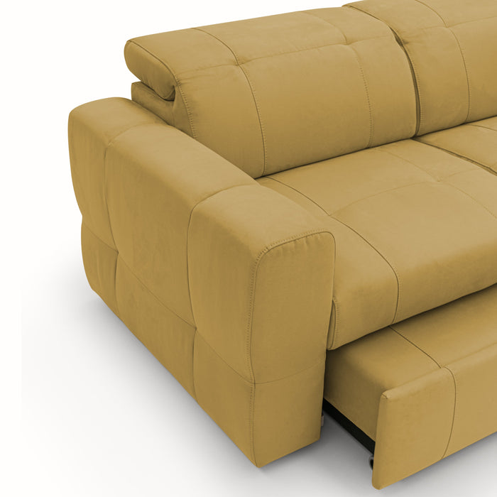 Kronos Divano con estraibile e poggiatesta reclinabili in morbida microfibra impermeabile T11 193 cm giallo