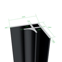 H.210 cm Pannello Doccia ad Angolo 90x120x120 cm Realizzato in Alluminio da 3 mm con Profili Finitura Nero Opaco per Rivestimento Parete Bagno