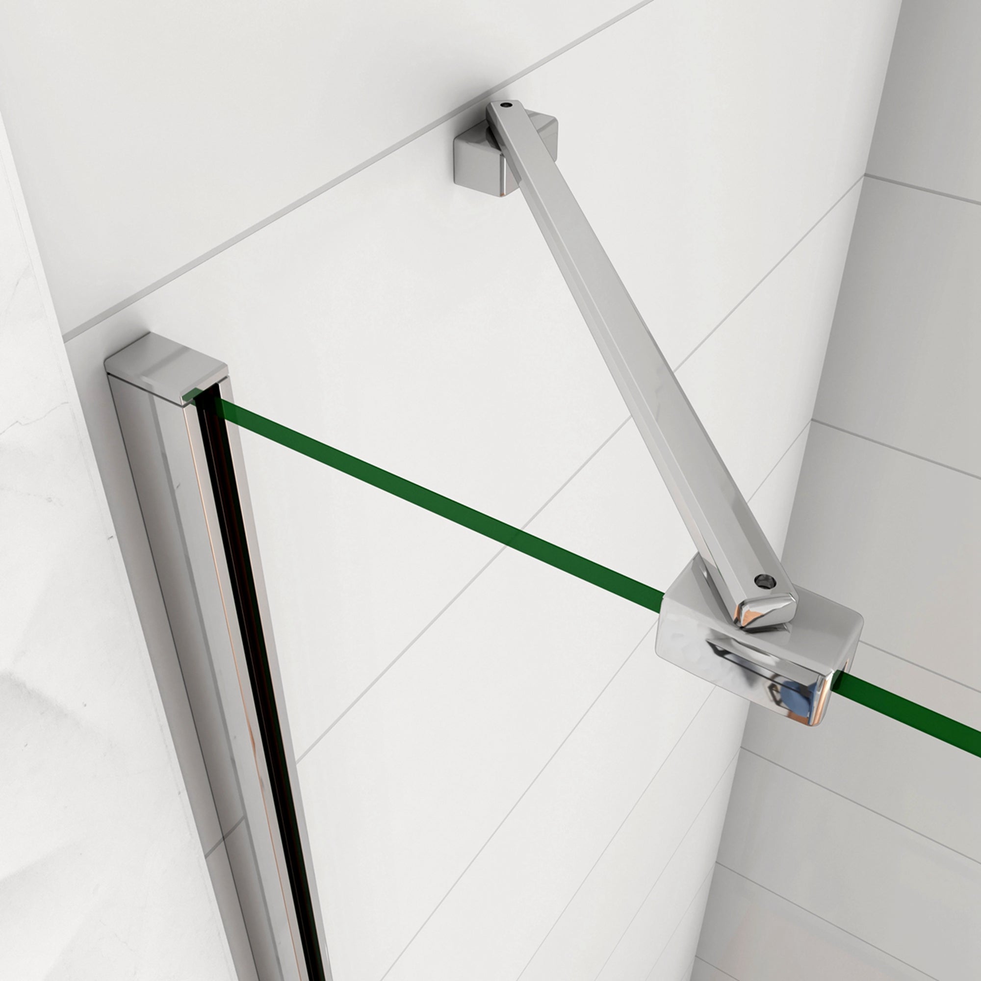 WALK IN Parete Doccia Paretina Fissa + Porta Movibile 116x190 cm in Vetro 8 mm Trasparente Temperato Anticalcare con Barra Stabilizzatrice Telaio Cromato Lucido