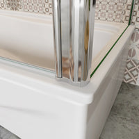 H.140 cm Sopravasca da Bagno Doccia con Parete Fissa 110x70 cm Due Ante Pieghevoli a Libro Vetro Temperato Trasparente 6 mm Anticalcare Cromo Lucido