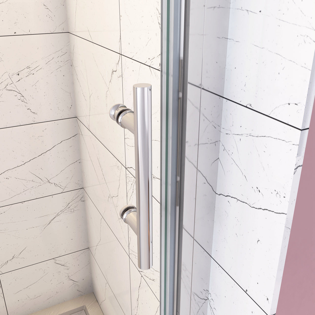 185 cm Box Doccia per Nicchia Porta Girevole Battente Vetro Temperato 5 mm Trasparente  Profili Cromati Lucidi Misura 76 cm