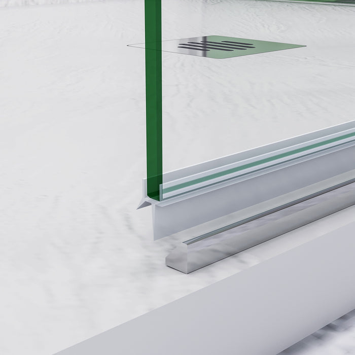 195 cm Box Doccia Walk In Porta Battente 73 cm + Parete Fissa 70 cm Vetro 6mm Anticalcare Barra da 45 cm Cromo Lucido