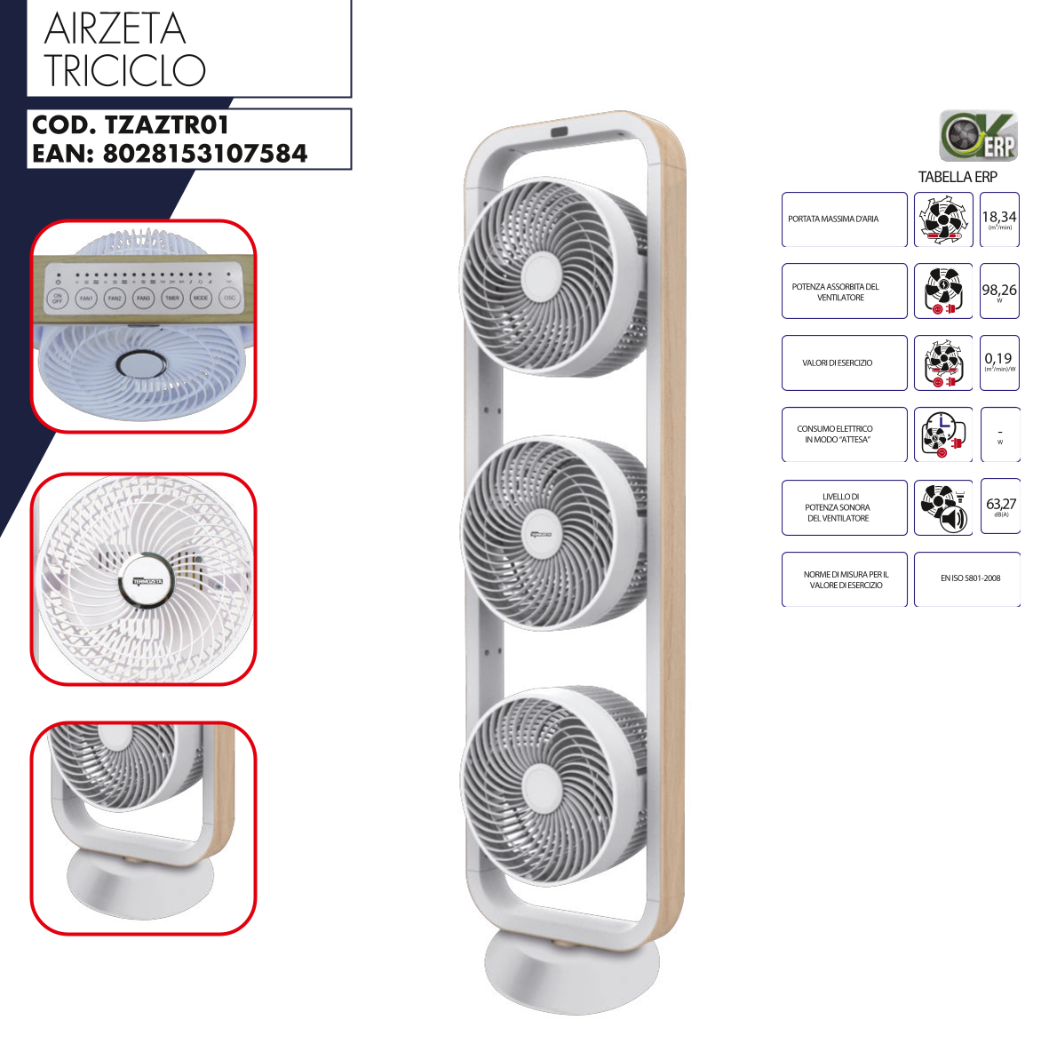 Termozeta AIRZETA TRICICLO TZAZTR01 VENTILATORE A TORRE