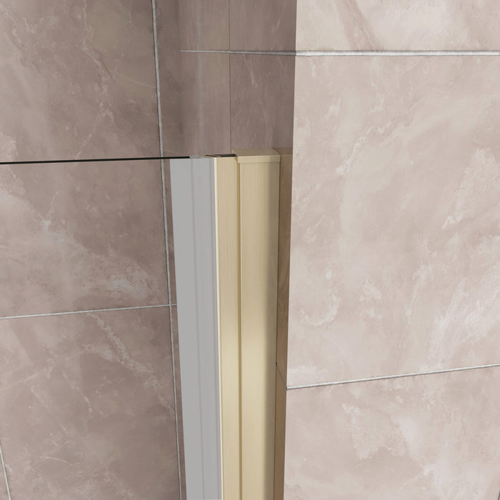 Porta Doccia 80x185 cm Porta Battente Pieghevole in Vetro Temperato Trasparente 6 mm Anticalcare Telaio Dorato Spazzolato