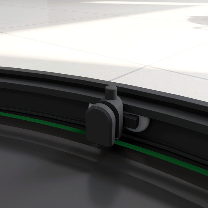 80x80x185 cm Box Doccia Semicircolare Ante Scorrevoli Vetro Temperato 5mm Trasparente Profilo Nero Opaco Piatto Doccia incluso