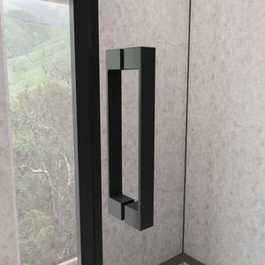 195 cm Box Doccia Angolare 120X70 cm Porta Scorrevole con Parete Fissa Vetro 8 mm Temperato Anticalcare Trasparente Profilo Nero Opaco Softclose