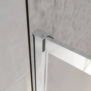 H.185 cm Box Doccia a Tre Lati Porta Scorrevole con 2 Parete Fissa Vetro Temperato 5 mm Satinato Opaco 110x80x80 cm