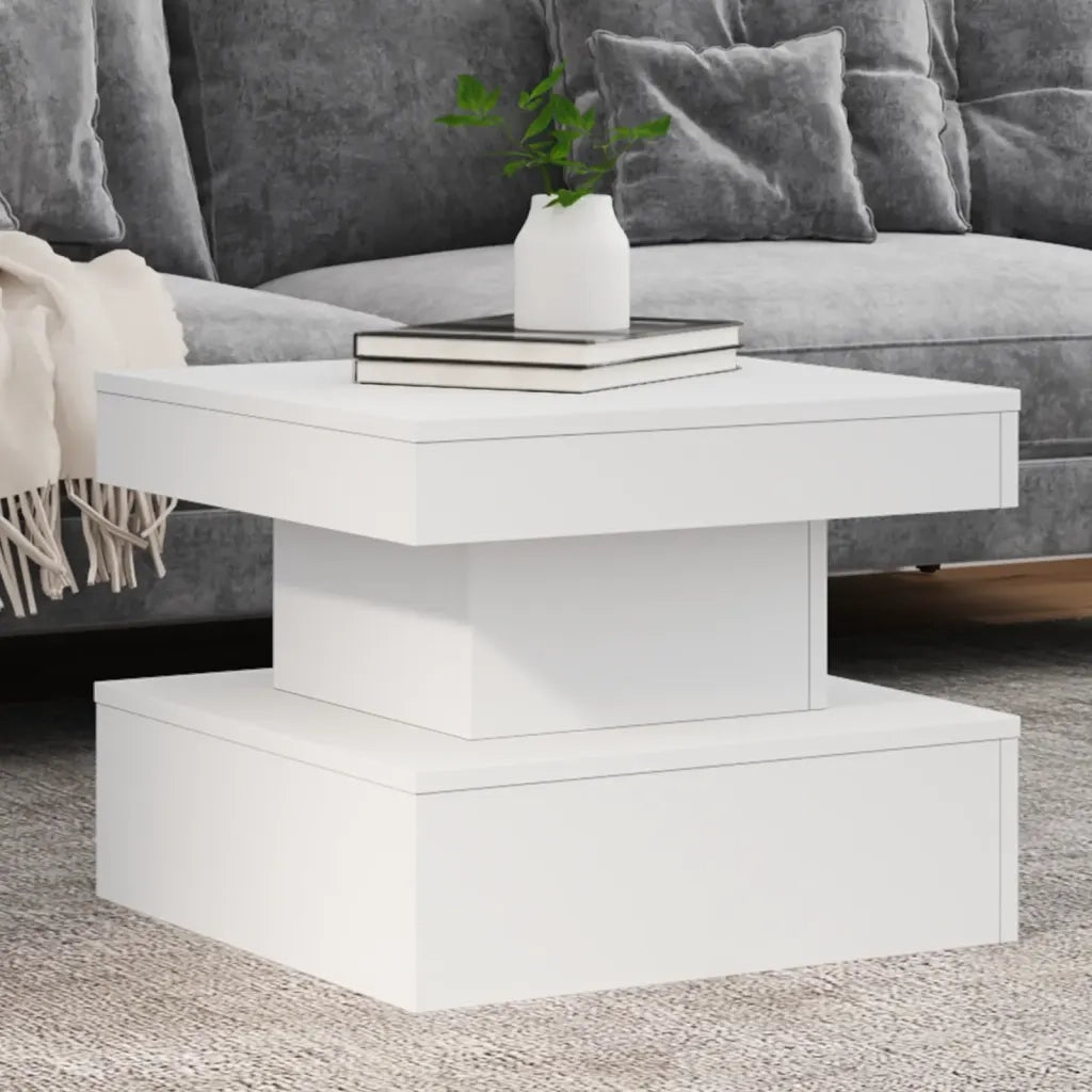 Tavolino da salotto | Tavolino da caff¨¨ | Tavolino da Soggiorno con Luci LED Bianco 50x50x40 cm