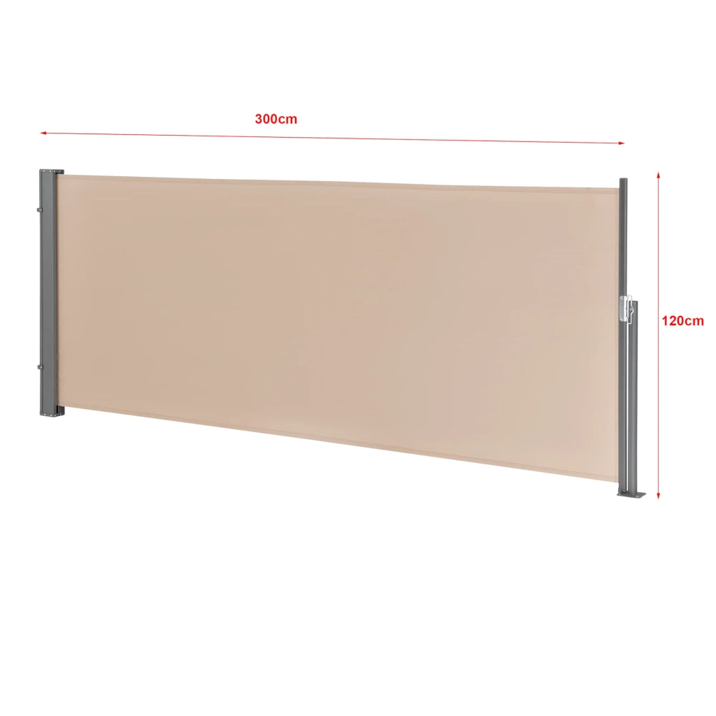 Tenda per balcone laterale acciaio poliestere 120 x 300 cm sabbia 03_0006572