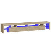 Mobile Porta TV con Luci LED-Credenza TV Rovere Sonoma 260x36,5x40 cm