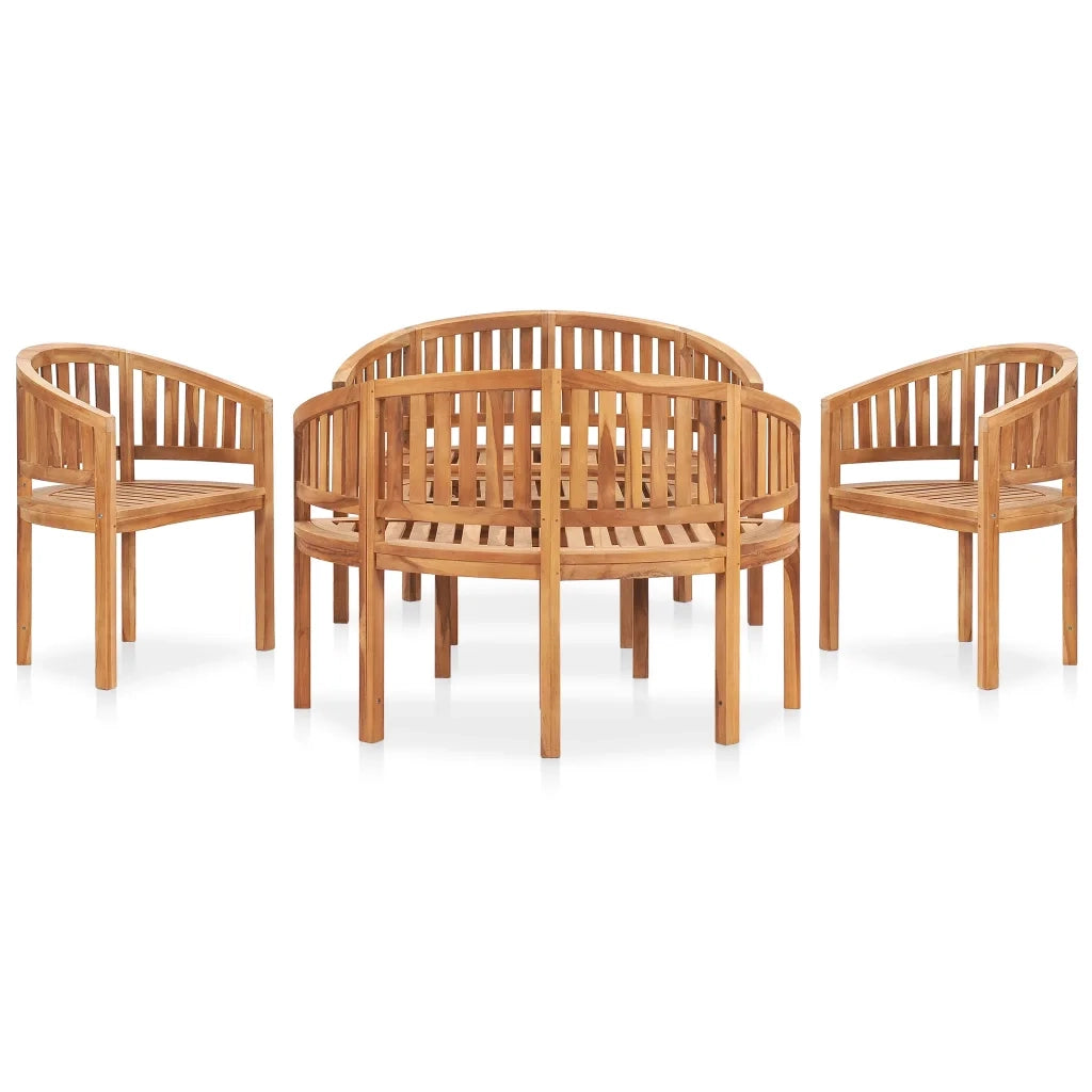 Set Salotto da Giardino 5 pz Design Curvo in Massello di Teak cod mxl 35708