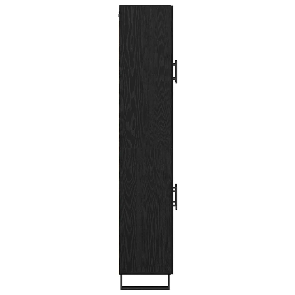 Credenza 2 pcs Rovere Nero Legno Stratificato e Vetro