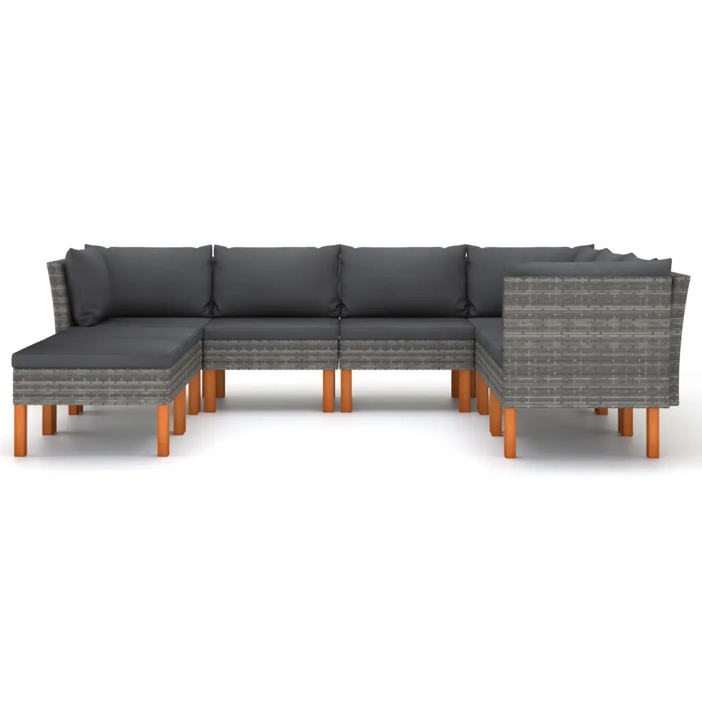 Set Divani da Giardino 8 pz con Cuscini in Polyrattan Grigio 3059719