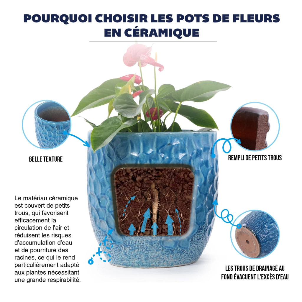 VASO Set da 4 pezzi Ø38/30/22,5/18 cm Ceramica Blu