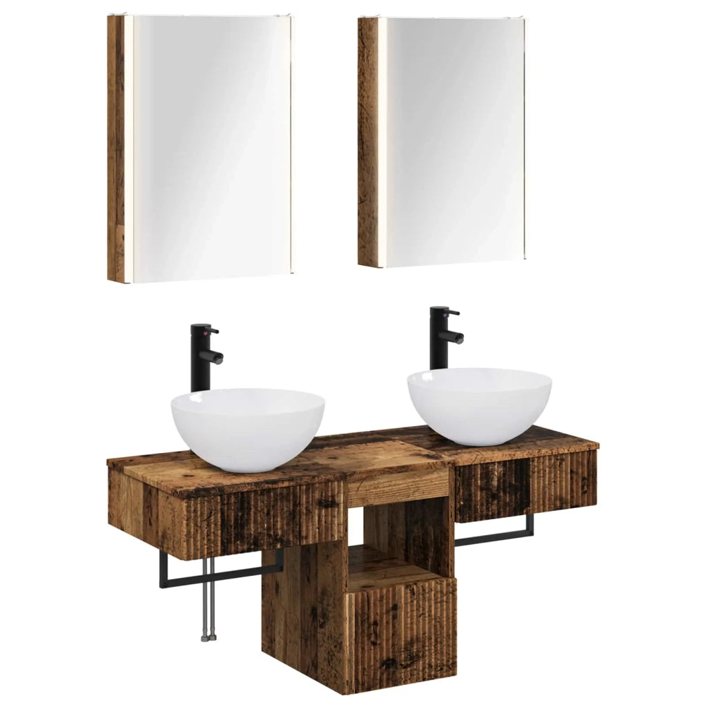 Set di Armadi da Bagno 5 pcs Legno antico 43 x 11,5 x 60,5 cm 3406293