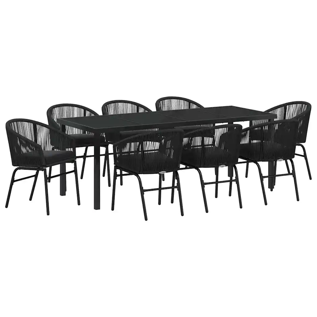 Set da Pranzo per Giardino 9 pcs Nero 3379351