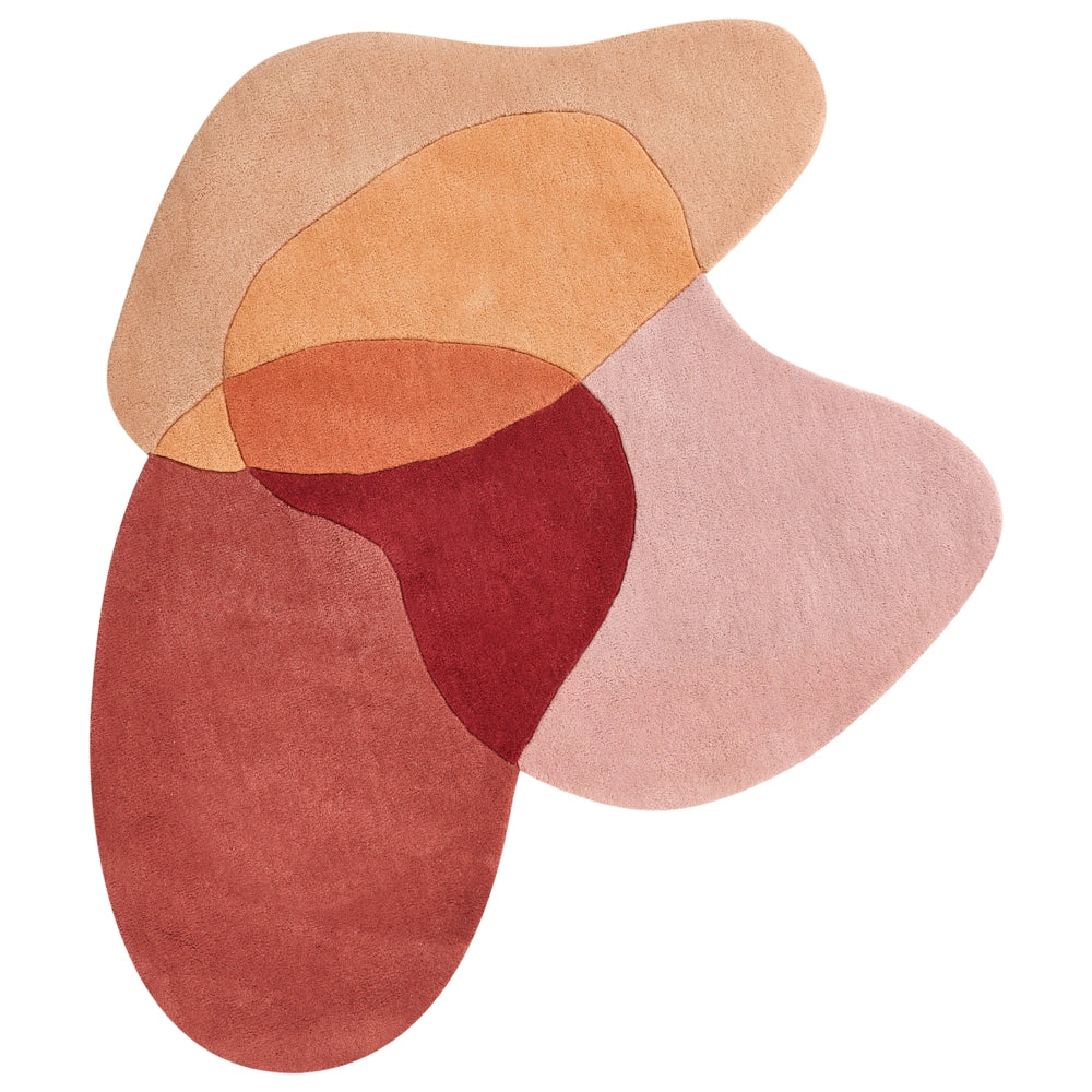 Tappeto per aree multicolore in lana 140 x 140 cm Tappeto di forma irregolare