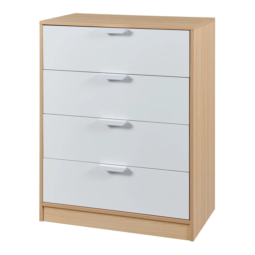 Cassettiera pratico mobile contenitore per ingresso soggiorno camera da letto MDF 90 x 70 x 40 cm effetto rovere bianco 03_0009318
