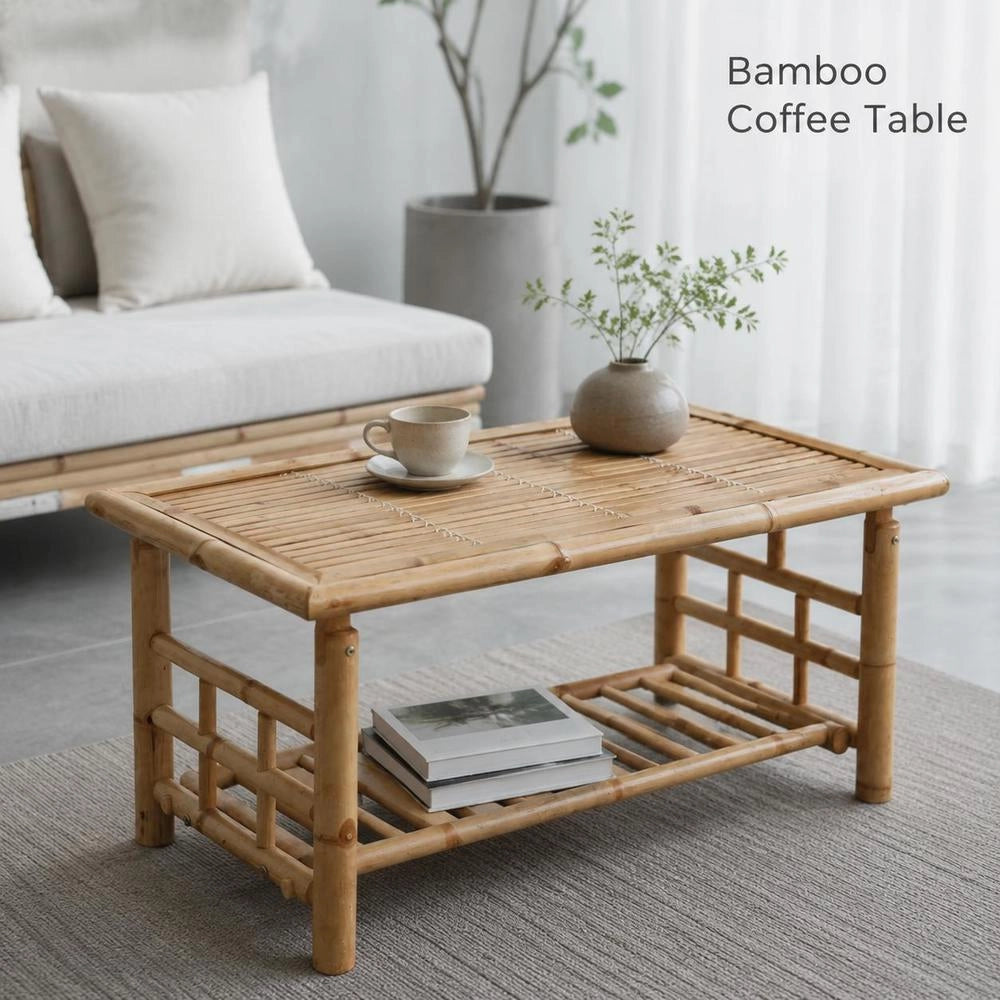 Bamboo Coffee Table 90x50x45 Cm