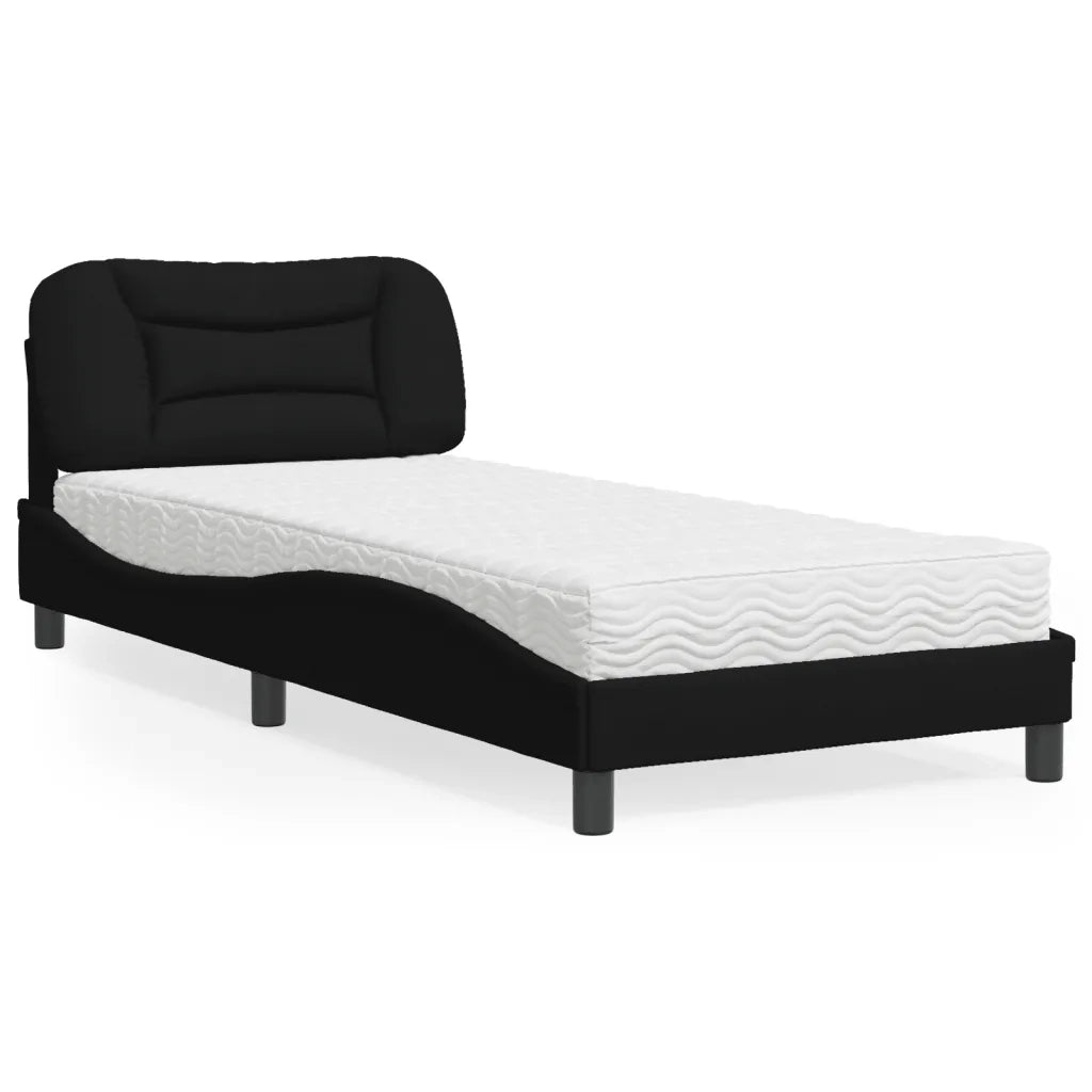 Letto con Materasso Hvar Nero 90x200 cm in Tessuto 3208508