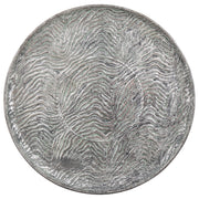 Vassoio Decorativo Metallo Argento Effetto Rotondo 49 cm Retro Glamour