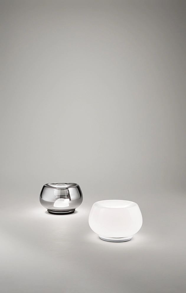 Lumetto LED serie 10S48534, Vetro Concavo Bianco Lucido e Struttura Bianco Opaco, 12W 3000K, Design Minimalista ed Elegante - Perenz