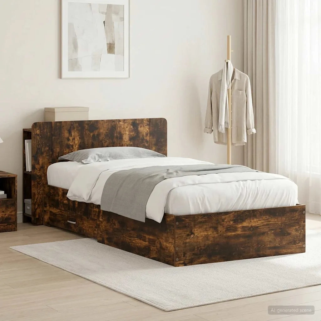 Telaio del letto con storage Rovere Fumo 80 x 200 cm 3433706