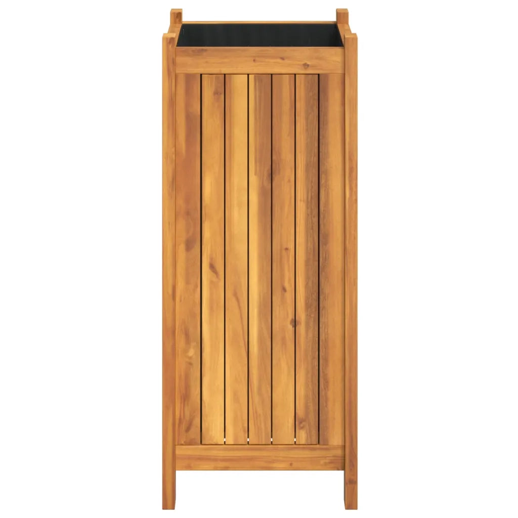 Fioriera Giardino con Rivestimento 31x31x75 cm Massello Acacia 366432