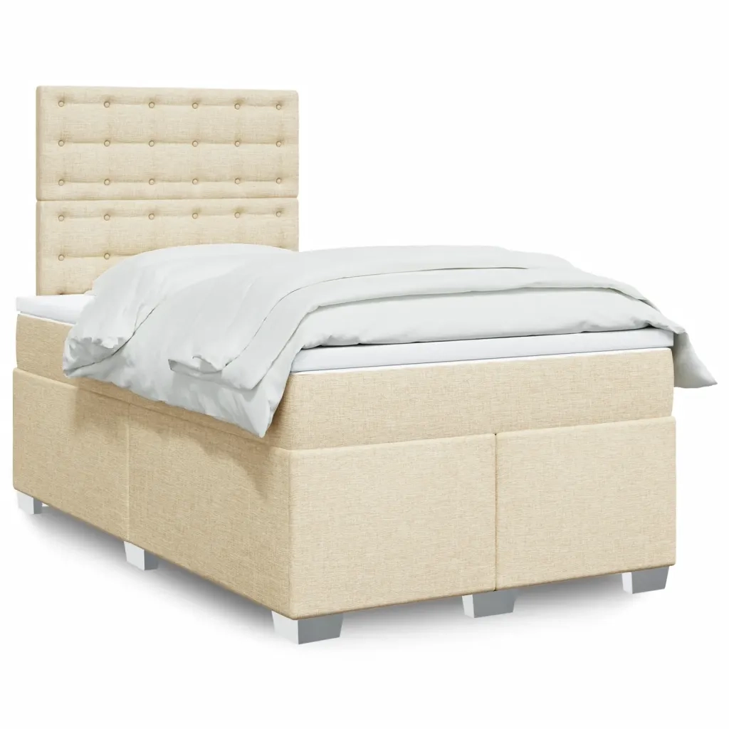 Giroletto a Molle con Materasso Crema 120x190 cm in Tessuto 3292746