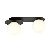 Lampada da soffitto PLAZA in acciaio nero e vetro opale