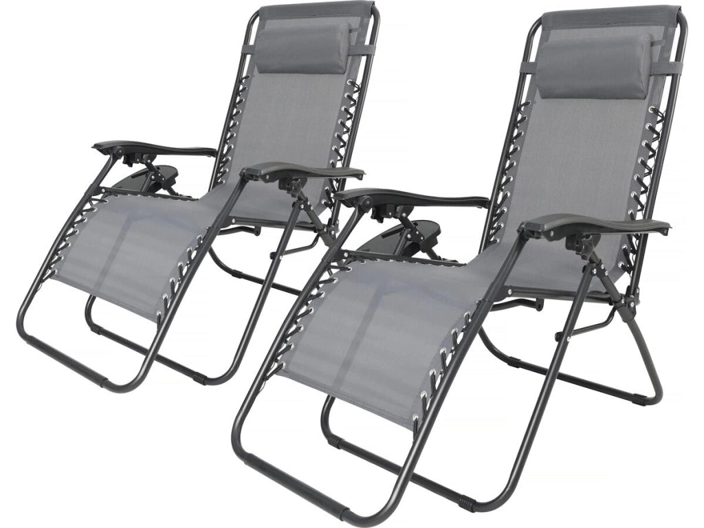 Set di 2 sedie da giardino reclinabili a gravità zero "Sintra" - Grigio