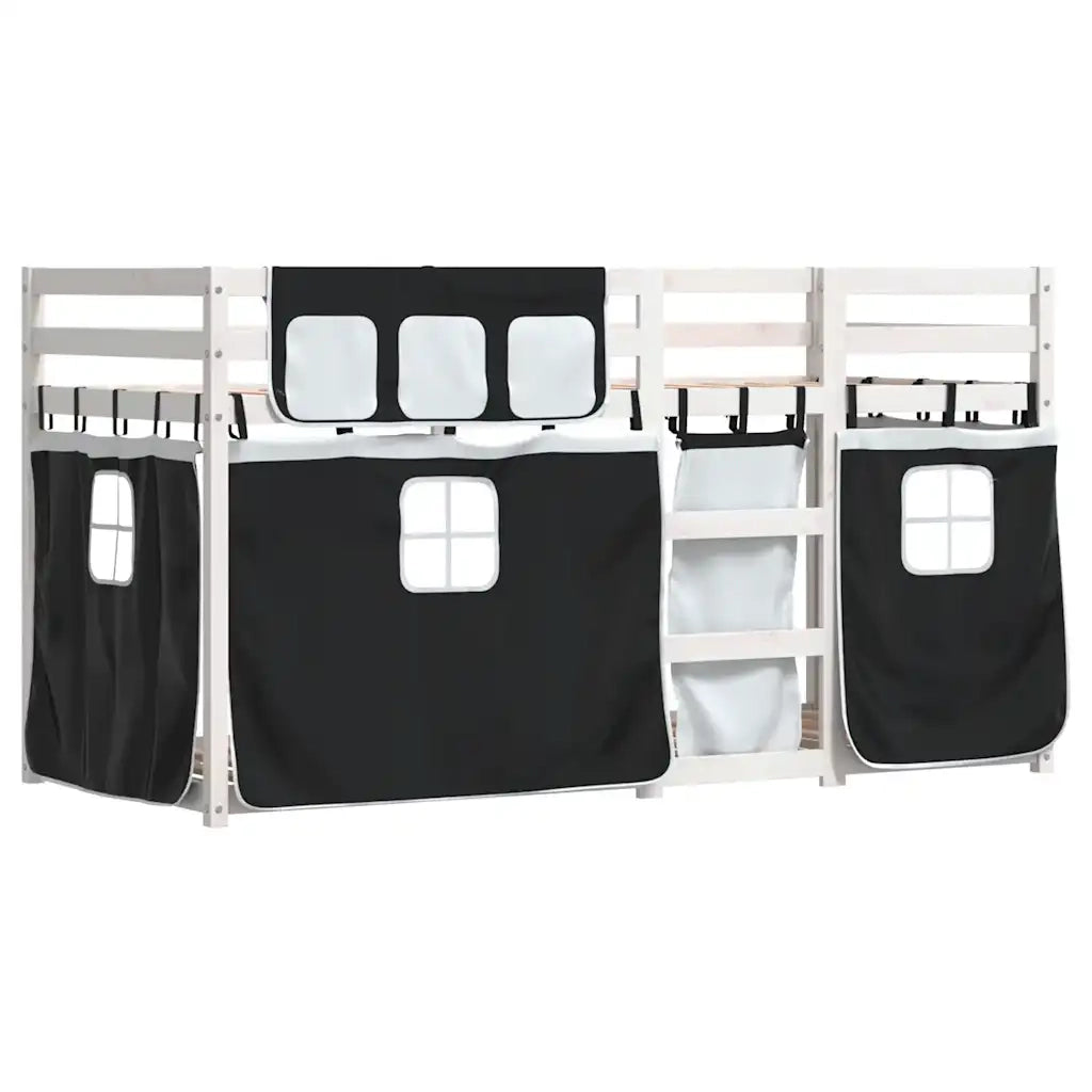 Letto a Castello senza Materasso Bianco e Nero 90x190cm in Pino 3283940