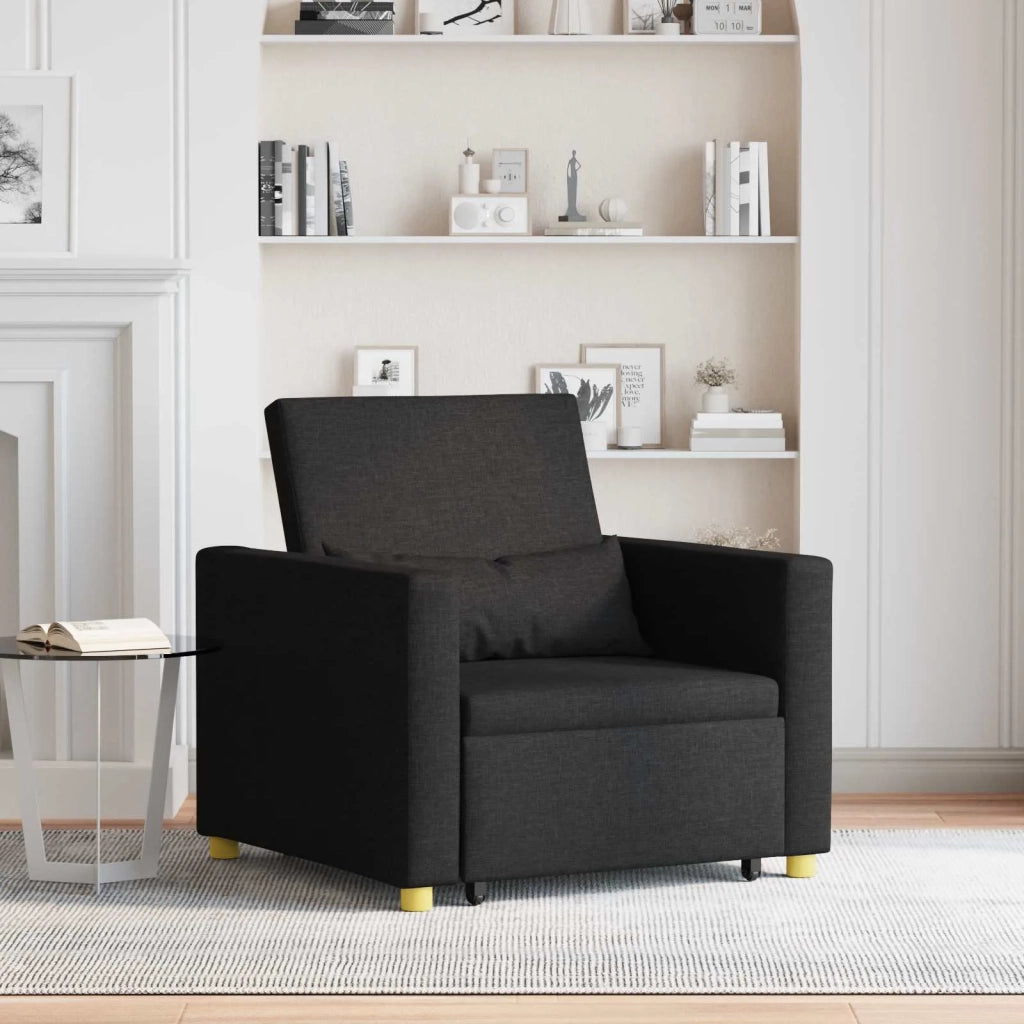 Divano letto | Sof¨¤ letto | Letto singolo estraibile singolo Nero 90 x 165 x 87 cm Tessuto