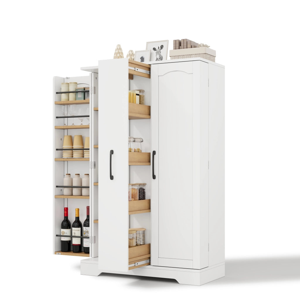Mobile da Cucina 78x35x120 cm con Estraibile Verticale a 4 Livelli e 4 Ripiani Interni
