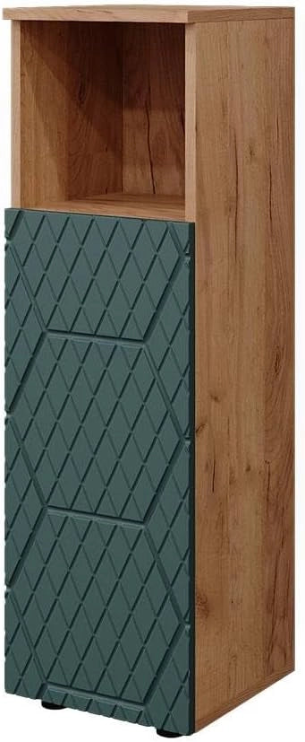 Mobile midi Irma, Quercia verde/oro, 30 x 95 cm, per la conservazione di accessori da bagno e combinabile con Irma