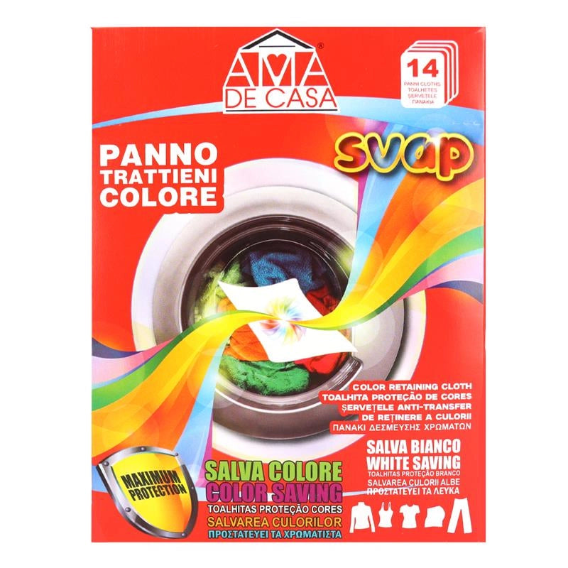 PANNO PER LAVAGGIO TRATTIENI COLORI SVAP CAPI COLORATI E BIANCHI MAXIMUM PROTECTION 14PZ