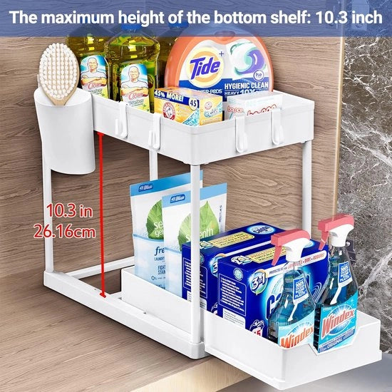 Organizzatore estensibile per sotto il lavandino, piastra di carico, organizzatore per sotto il lavandino, 2pz