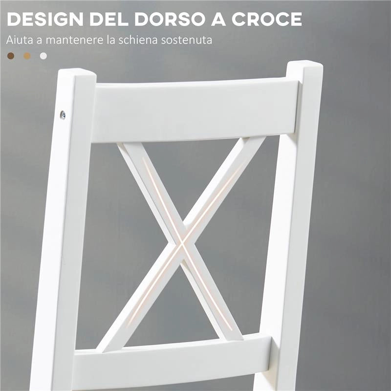 SET 4 SEDIE PER CUCINA E SOGGIORNO CON SCHIENALE A CROCE, IN LEGNO DI PINO, 41X46.5X86 CM