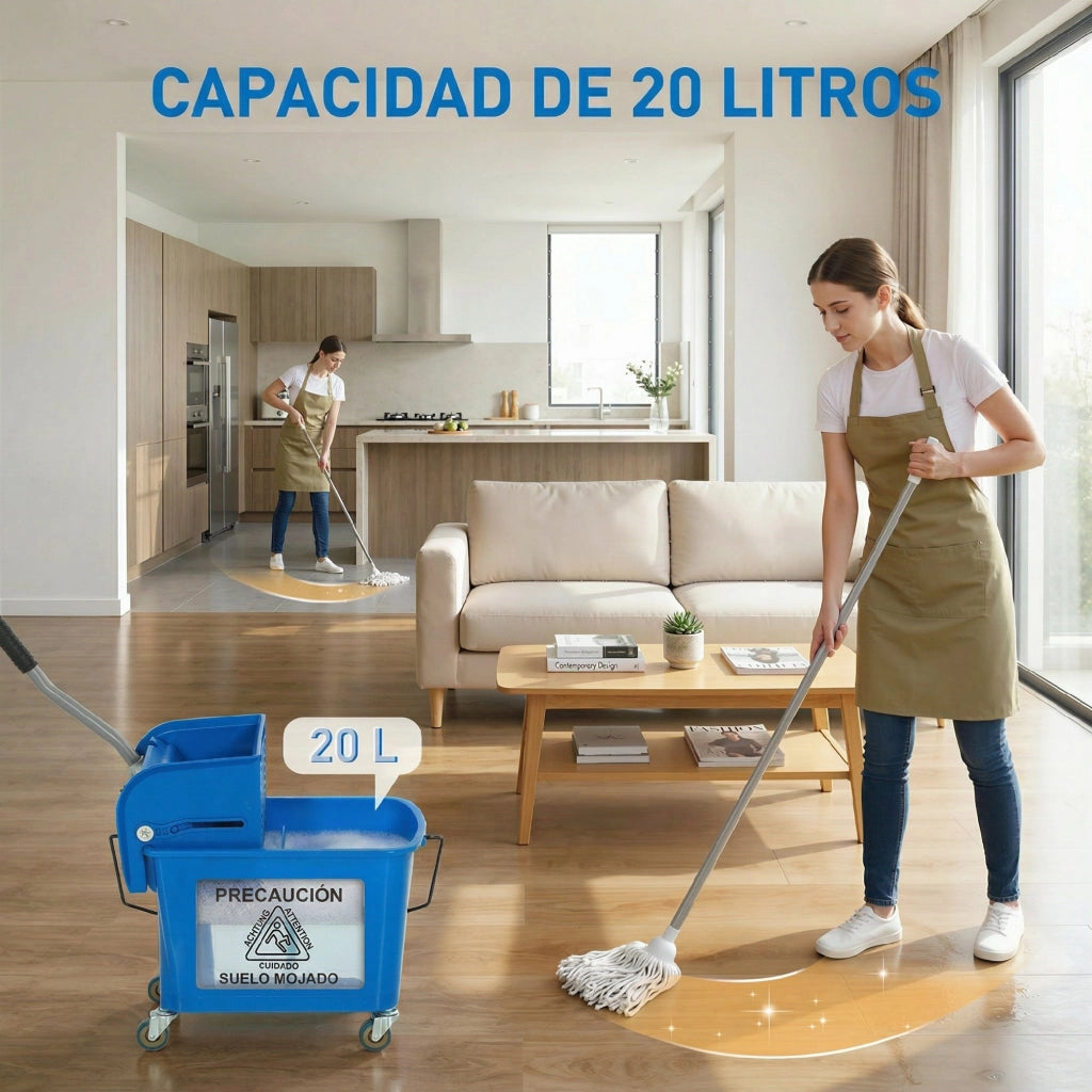 Secchio Lavatoio con Scolapiatti e Ruote ¨C Zephmum ¨C 45x26,5x70 cm Blu
