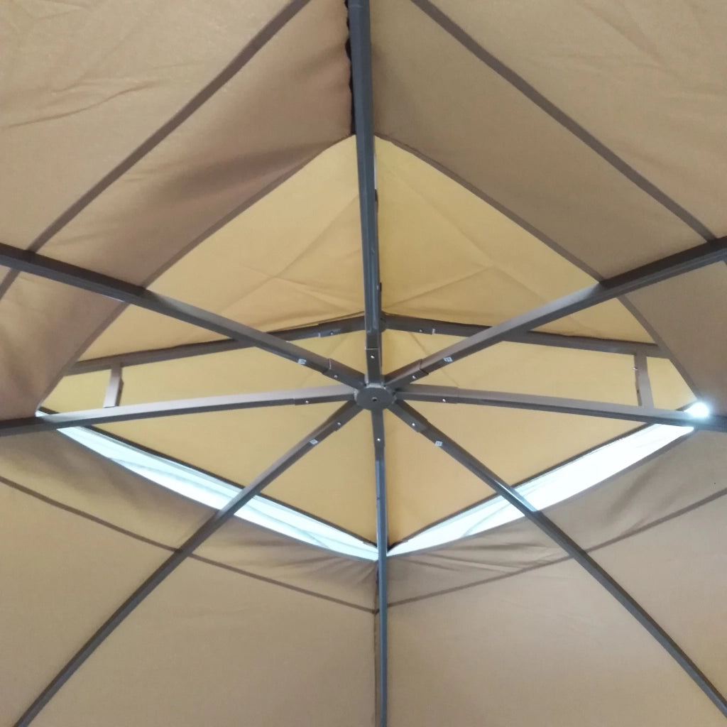 GAZEBO KHAKI 3,6X3,6M CON STRUTTURA CHAMPAGNE