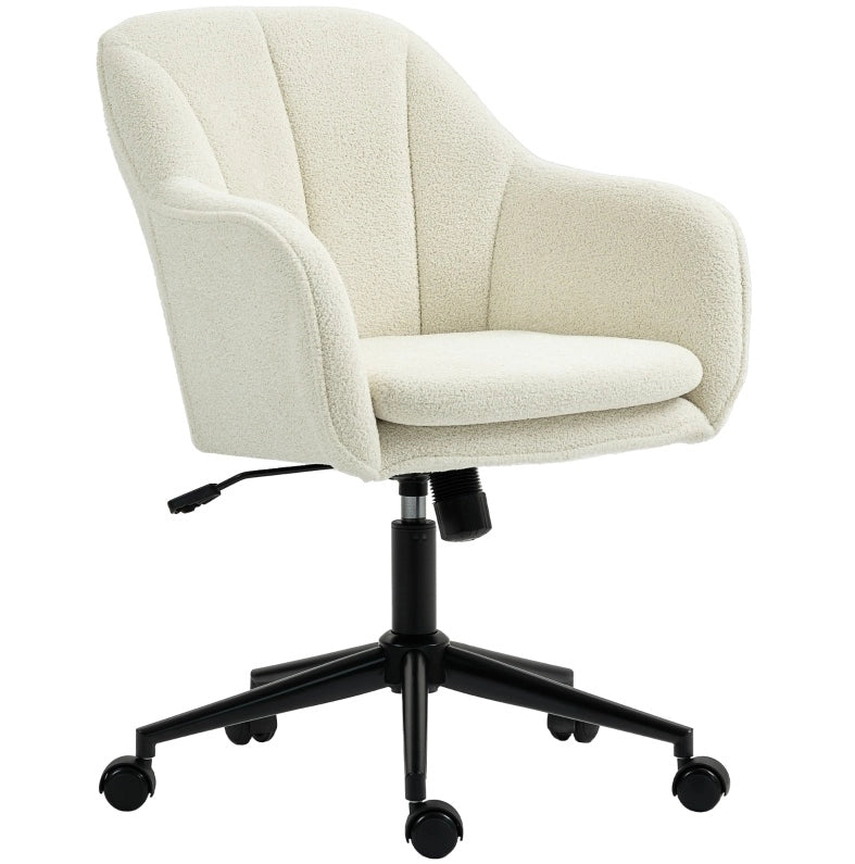 Sedia da ufficio beige in poliestere effetto velluto con altezza regolabile