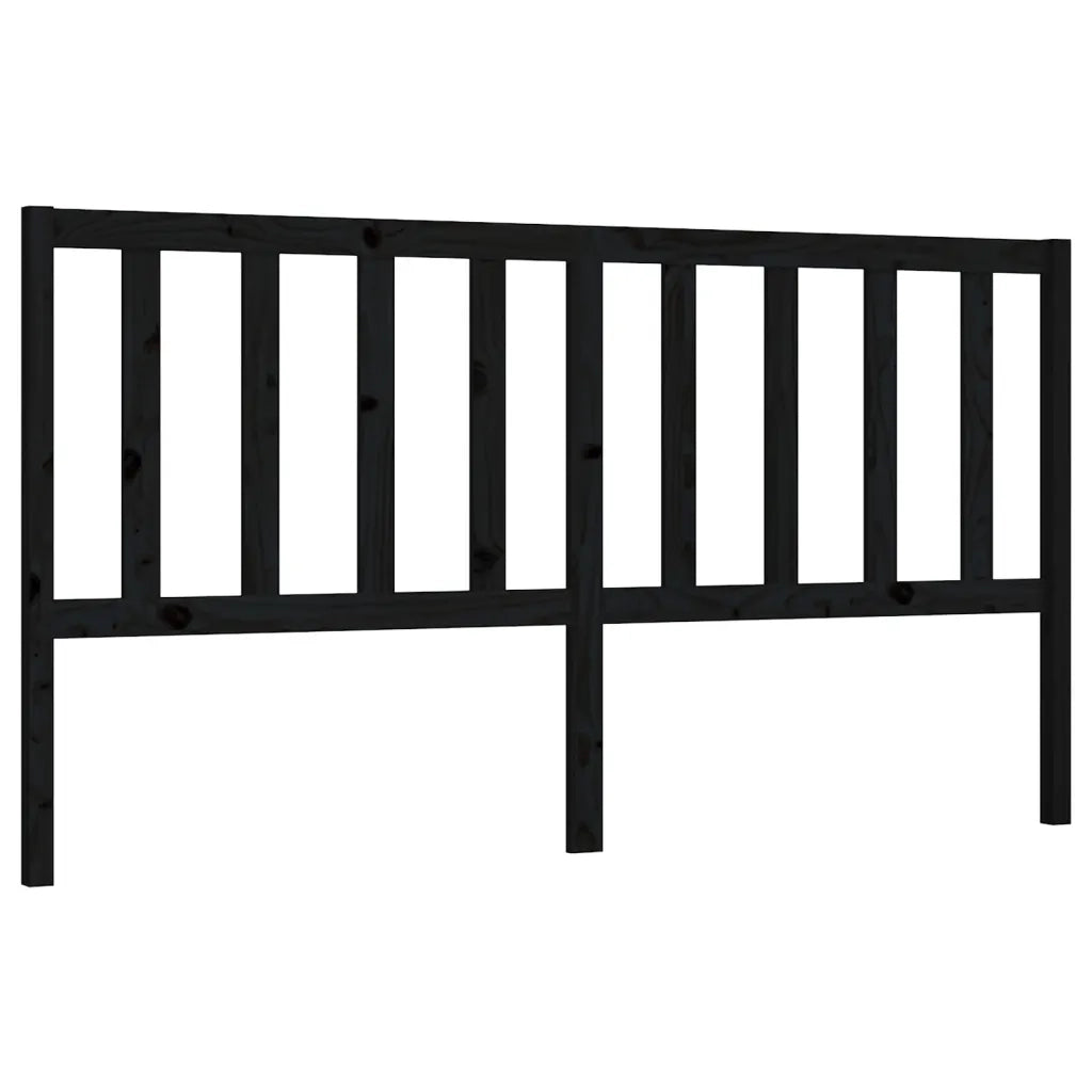 Testiera per Letto-Testata-Testiera Decorativa Nera 206x4x100 cm in Legno Massello di Pino 485841