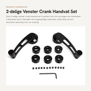 Set di manubrii per finestra da 2 - Crank per finestra - Accessori - Viti - Chiave a sei punte - Adatto per auto classica - Maniglione per finestra