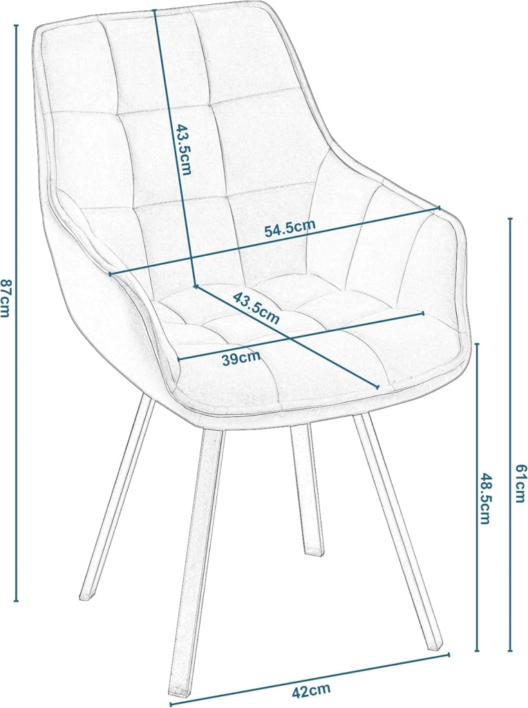 Set di 6 Sedie Sala da Pranzo, Sedie Cucina con Braccioli e Schienale, Poltroncine Girevoli con Gambe in Metallo, in Velluto, per Camera da Letto, Soggiorno, Nero