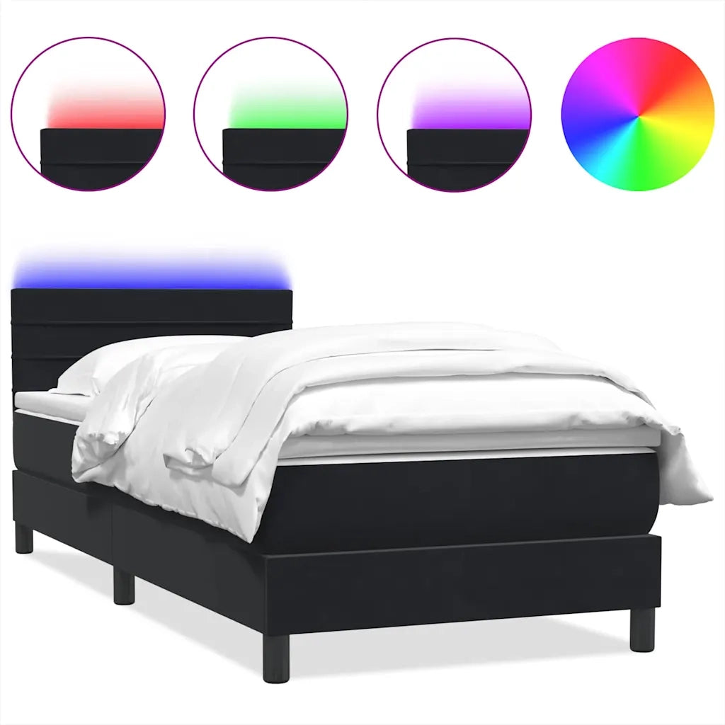 vidaXL Giroletto a Molle con Materasso Nero 90x210 cm in Velluto