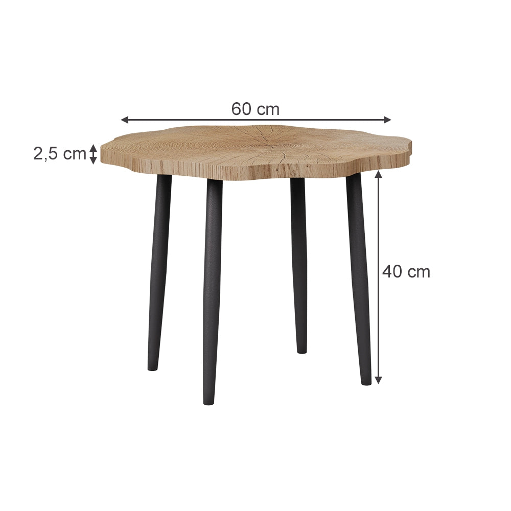 Vicco Tavolino da salotto Rovere 60 x 60 cm