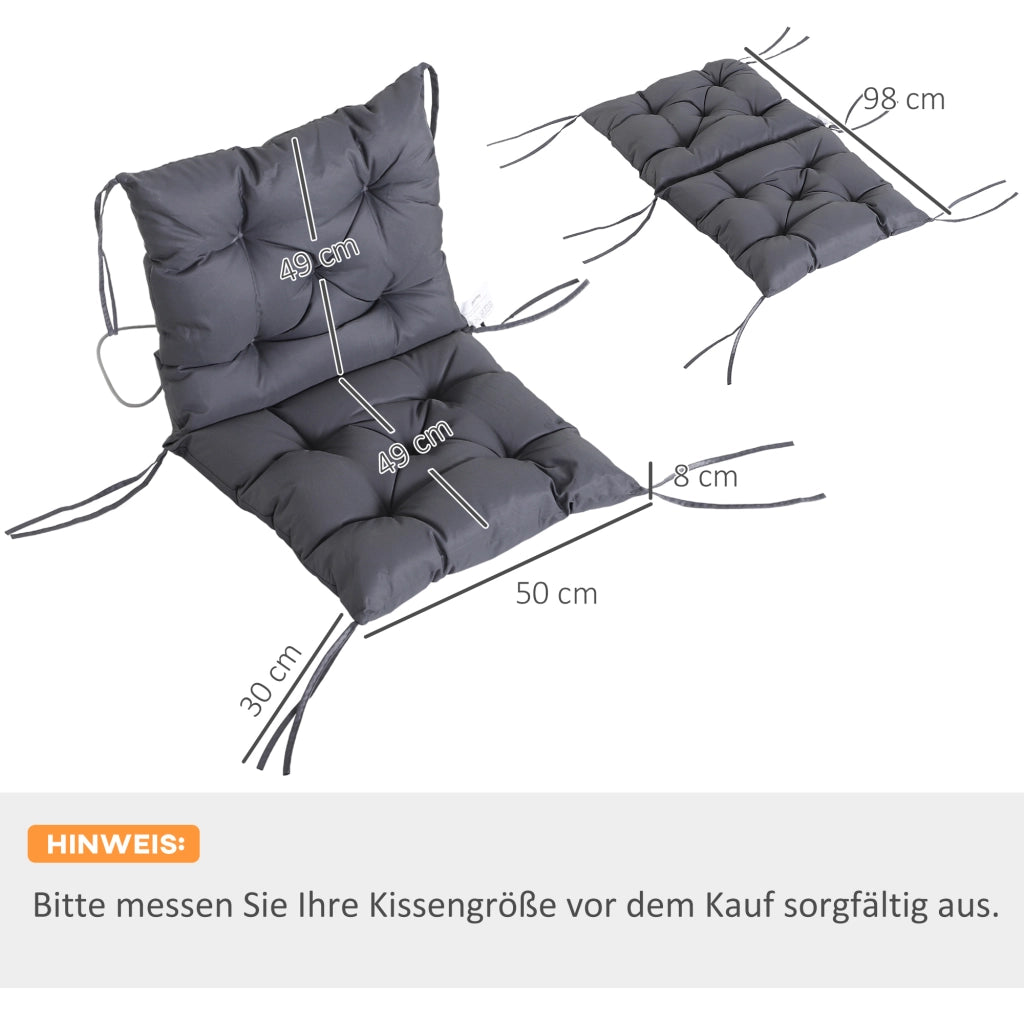 Set di 2 cuscini per sedie con schienale basso, cuscini per seduta, cuscini da giardino, grigi