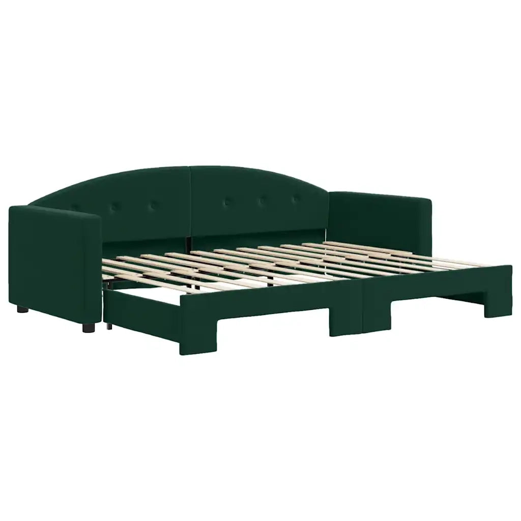 Divano Letto con Letto Estraibile Verde Scuro 80x200cm Velluto