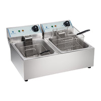 Friggitrice inox professionale 2 vasche 10 litri vasca estraibile 3614010
