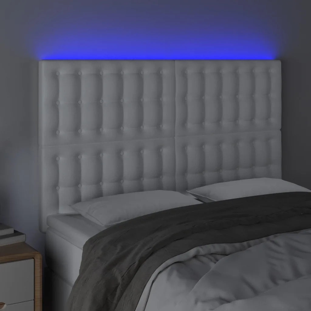 Testiera a LED Bianco 144x5x118/128 cm in Similpelle 3122515